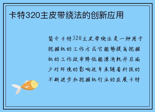 卡特320主皮带绕法的创新应用